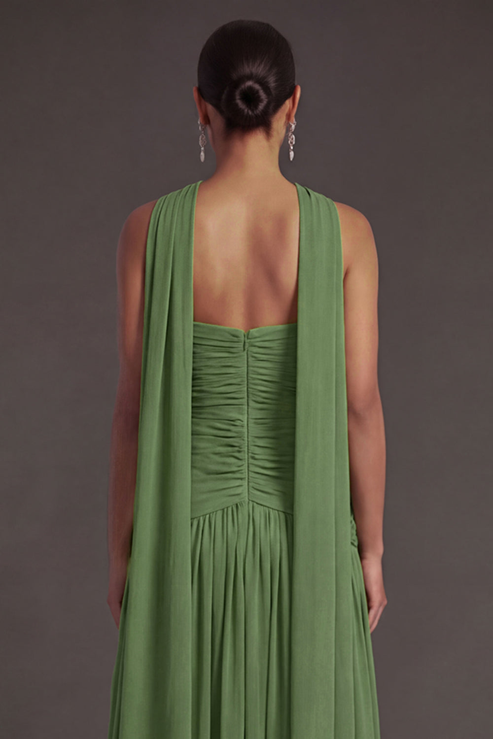 Butter Yellow Strapless Ruched A Line Long Wedding Guest Dress with Slit