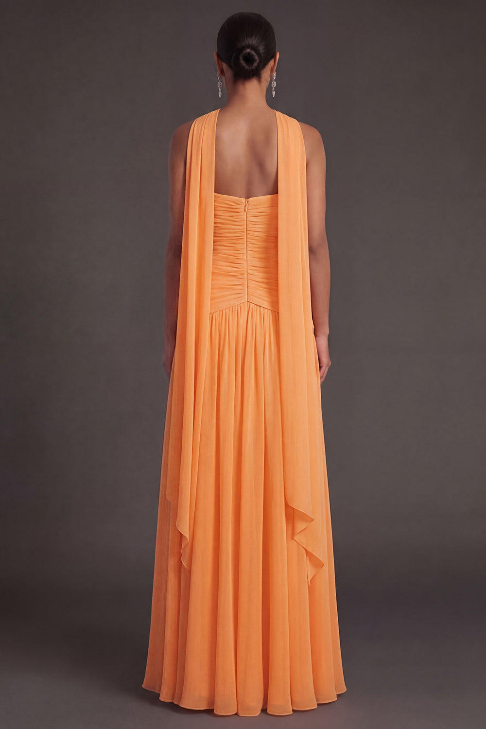 Butter Yellow Strapless Ruched A Line Long Wedding Guest Dress with Slit