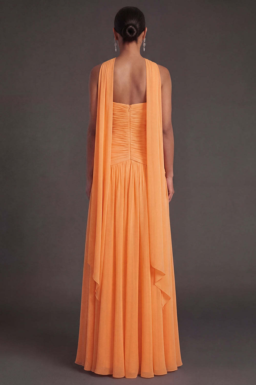 Butter Yellow Strapless Ruched A Line Long Wedding Guest Dress with Slit