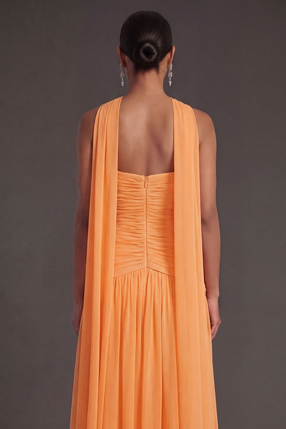 Butter Yellow Strapless Ruched A Line Long Wedding Guest Dress with Slit