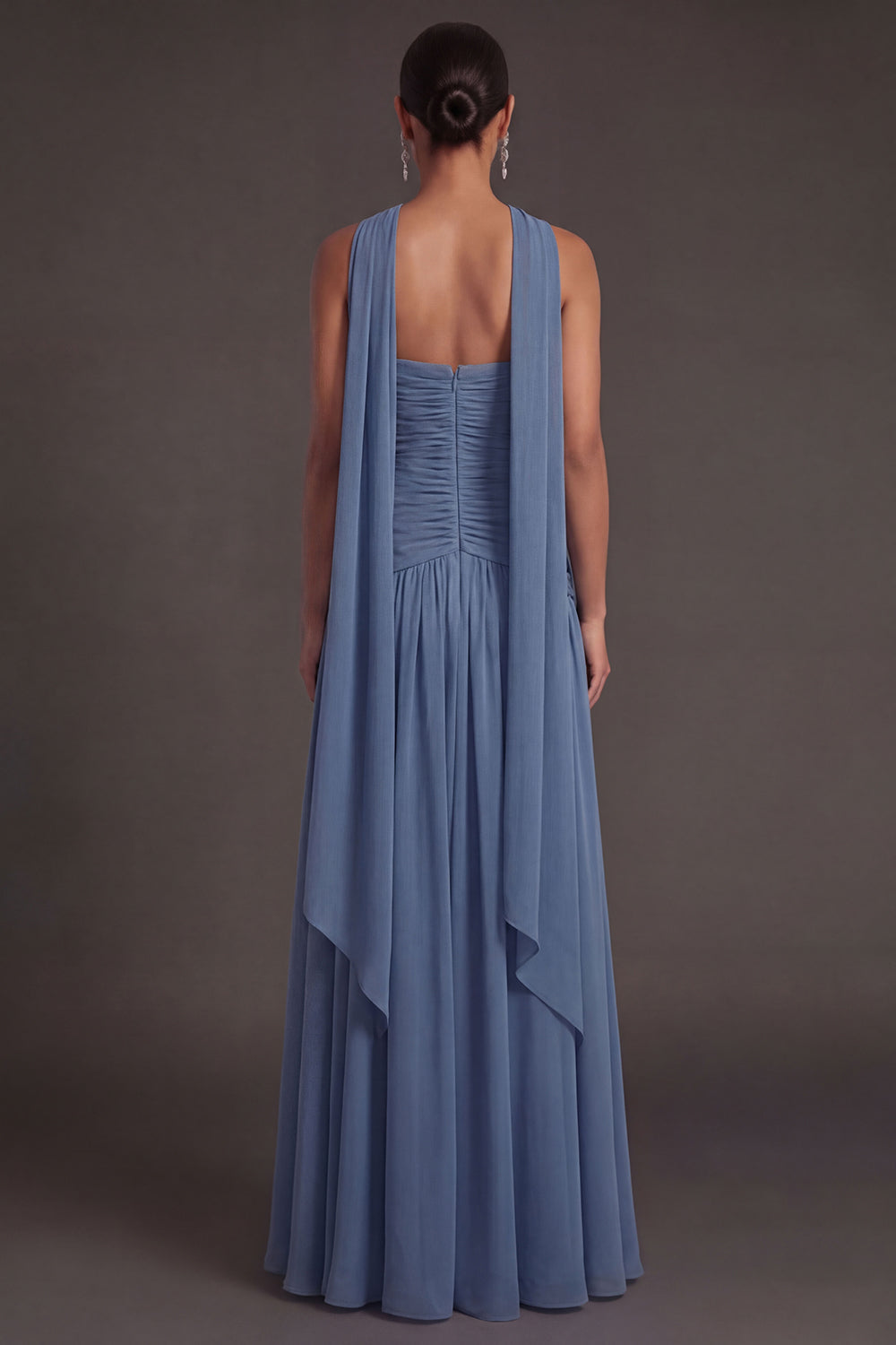 Butter Yellow Strapless Ruched A Line Long Wedding Guest Dress with Slit