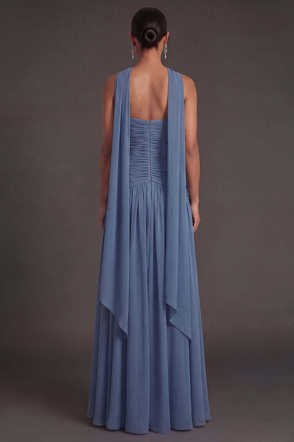 Butter Yellow Strapless Ruched A Line Long Wedding Guest Dress with Slit