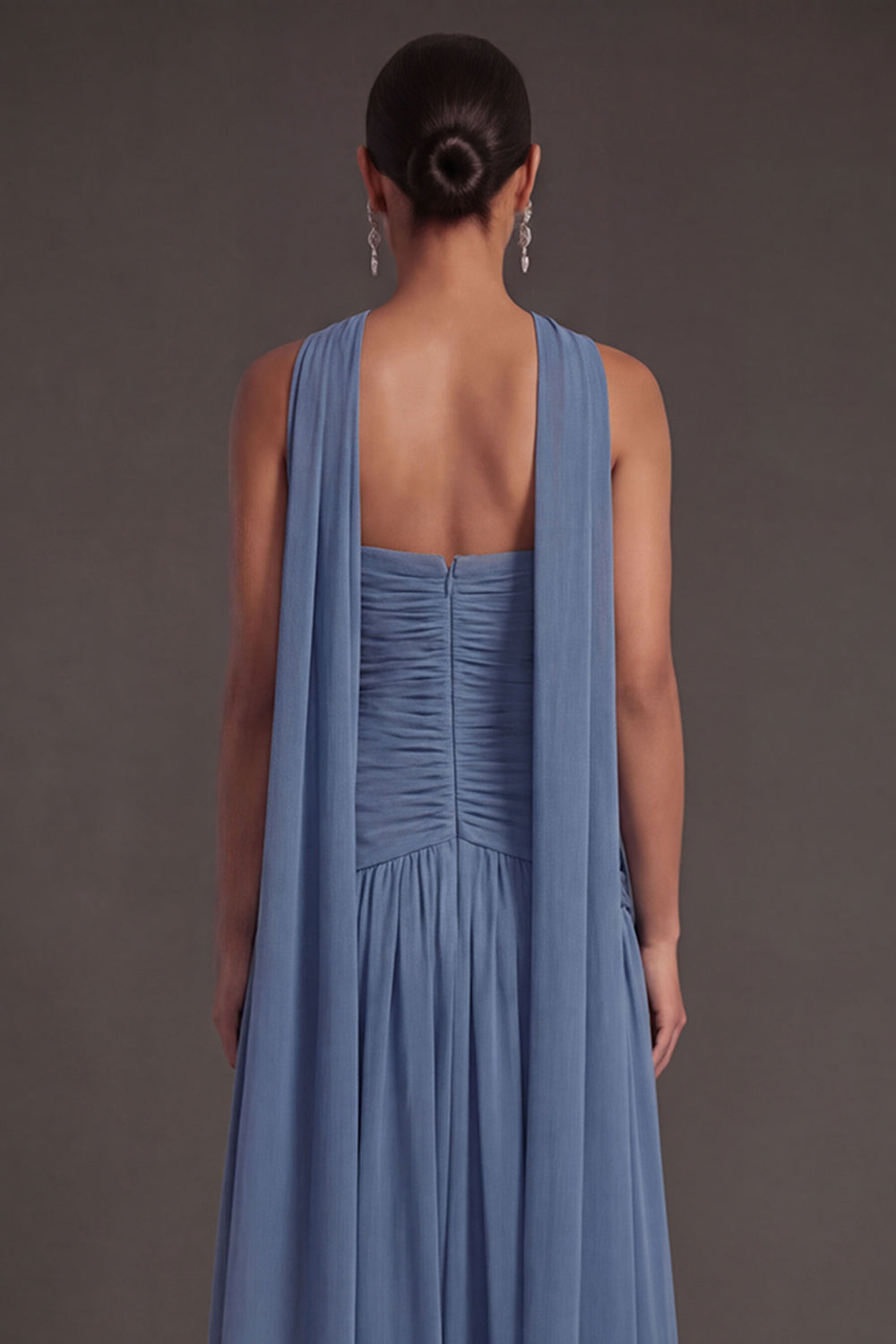 Butter Yellow Strapless Ruched A Line Long Wedding Guest Dress with Slit