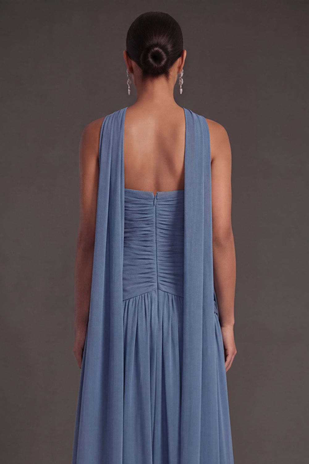 Butter Yellow Strapless Ruched A Line Long Wedding Guest Dress with Slit