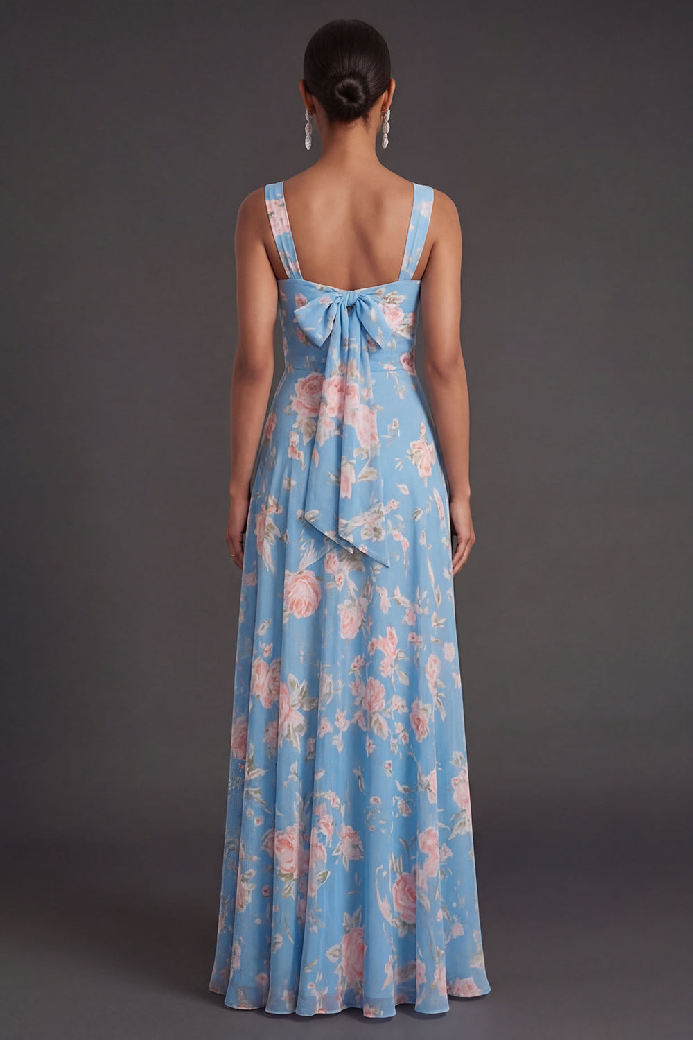 Convertible Pink Red Floral One Shoulder Long Beach Wedding Guest Dress with Slit
