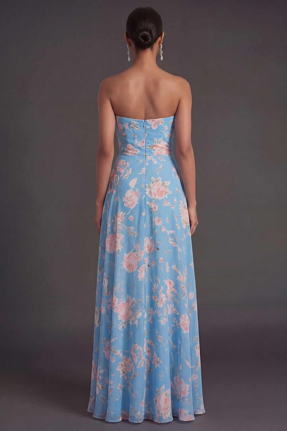 Convertible Pink Red Floral One Shoulder Long Beach Wedding Guest Dress with Slit