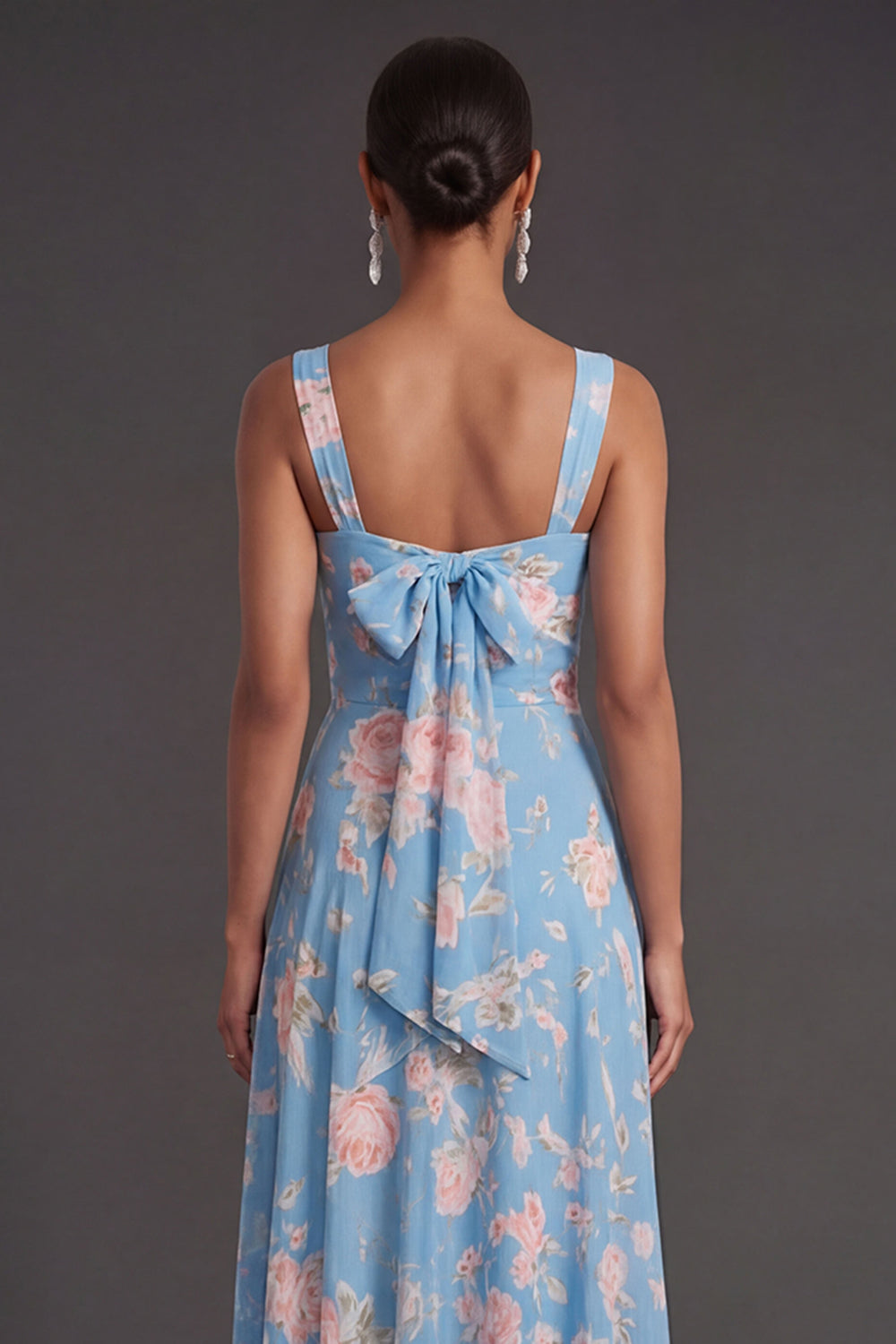 Convertible Pink Red Floral One Shoulder Long Beach Wedding Guest Dress with Slit