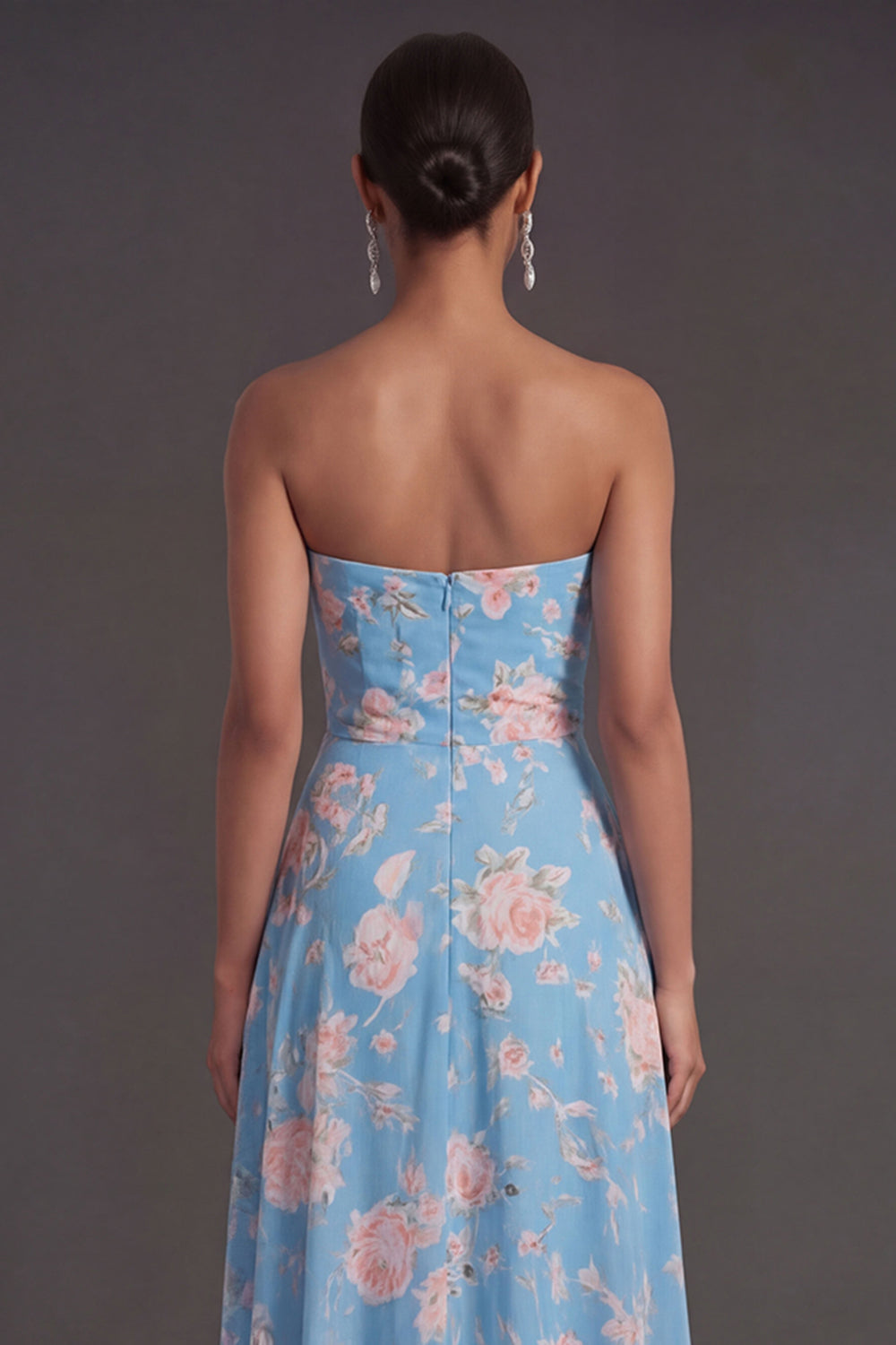 Convertible Pink Red Floral One Shoulder Long Beach Wedding Guest Dress with Slit