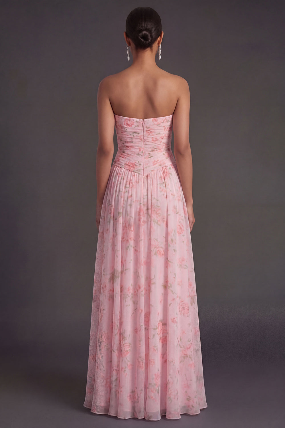 Convertible Pink Red Floral One Shoulder Long Beach Wedding Guest Dress with Slit