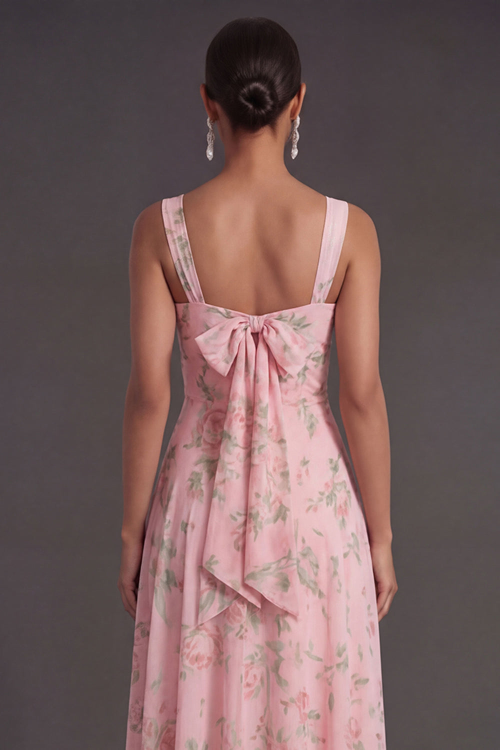 Convertible Pink Red Floral One Shoulder Long Beach Wedding Guest Dress with Slit