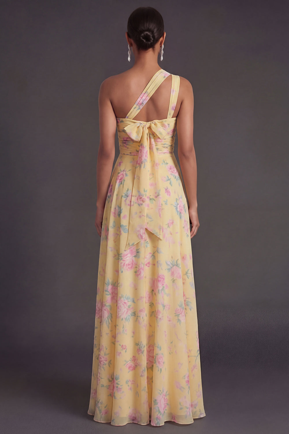 Convertible Pink Red Floral One Shoulder Long Beach Wedding Guest Dress with Slit