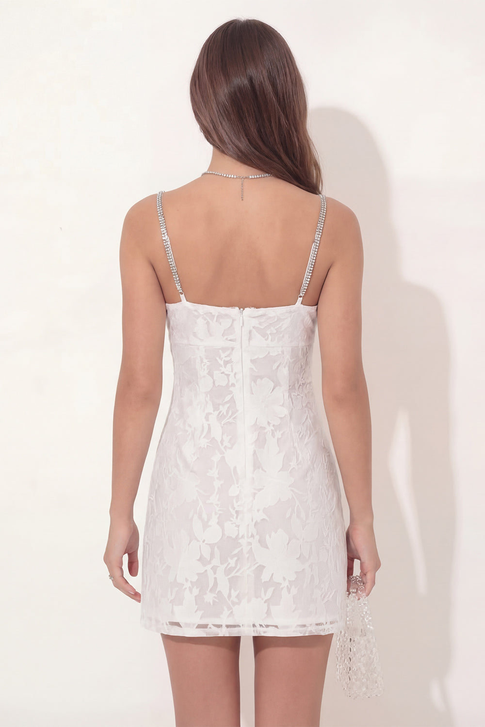 White Lace Applique Bodycon Short Bridal Shower Dress