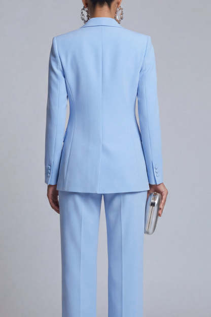Blue Peak Lapel 2 Piece Double Breasted Business Suits