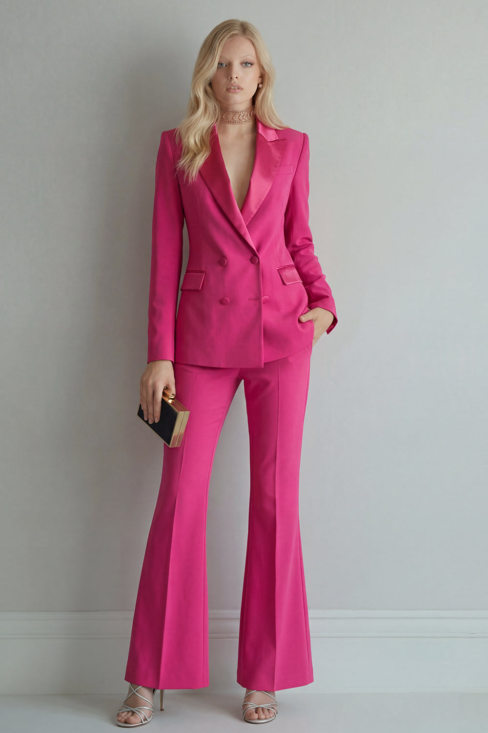 Blue Peak Lapel 2 Piece Double Breasted Business Suits