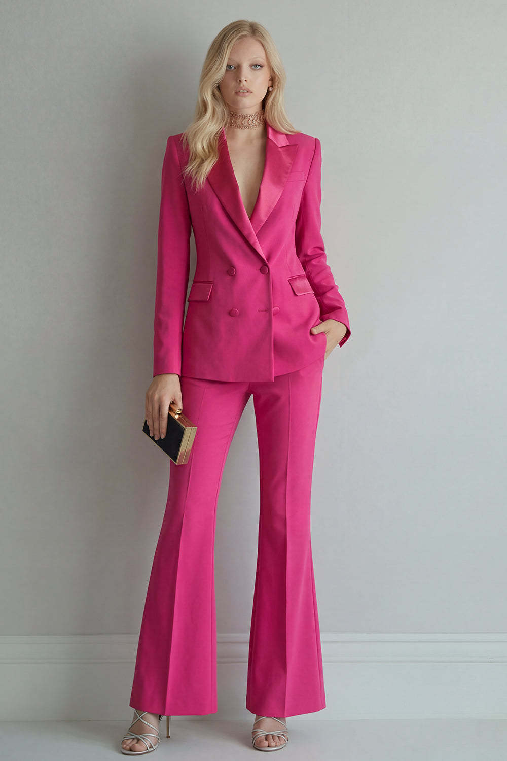 Blue Peak Lapel 2 Piece Double Breasted Business Suits