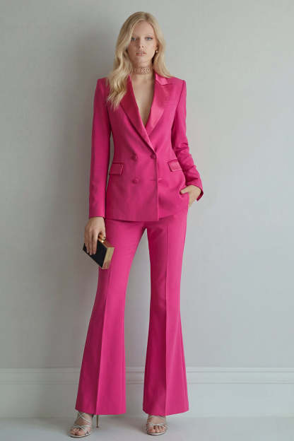 Blue Peak Lapel 2 Piece Double Breasted Business Suits