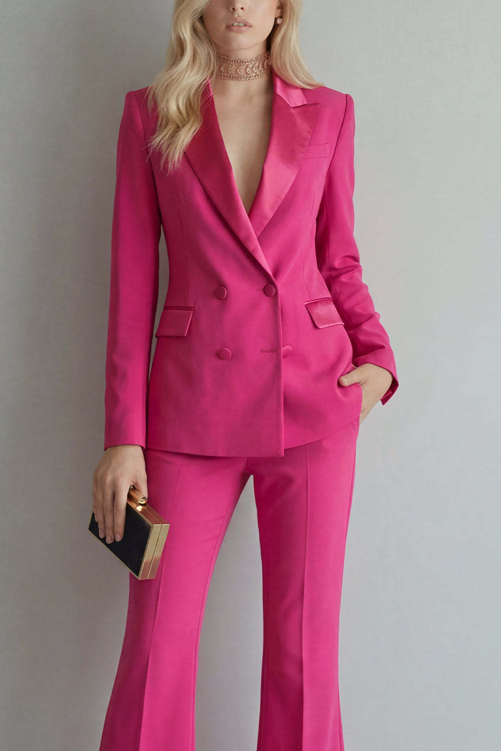 Blue Peak Lapel 2 Piece Double Breasted Business Suits