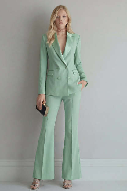 Blue Peak Lapel 2 Piece Double Breasted Business Suits