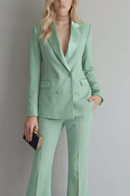 Blue Peak Lapel 2 Piece Double Breasted Business Suits