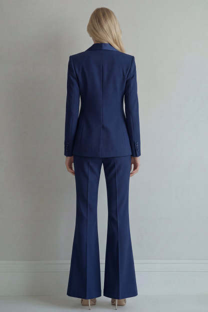 Blue Peak Lapel 2 Piece Double Breasted Business Suits