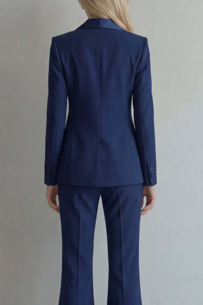 Blue Peak Lapel 2 Piece Double Breasted Business Suits