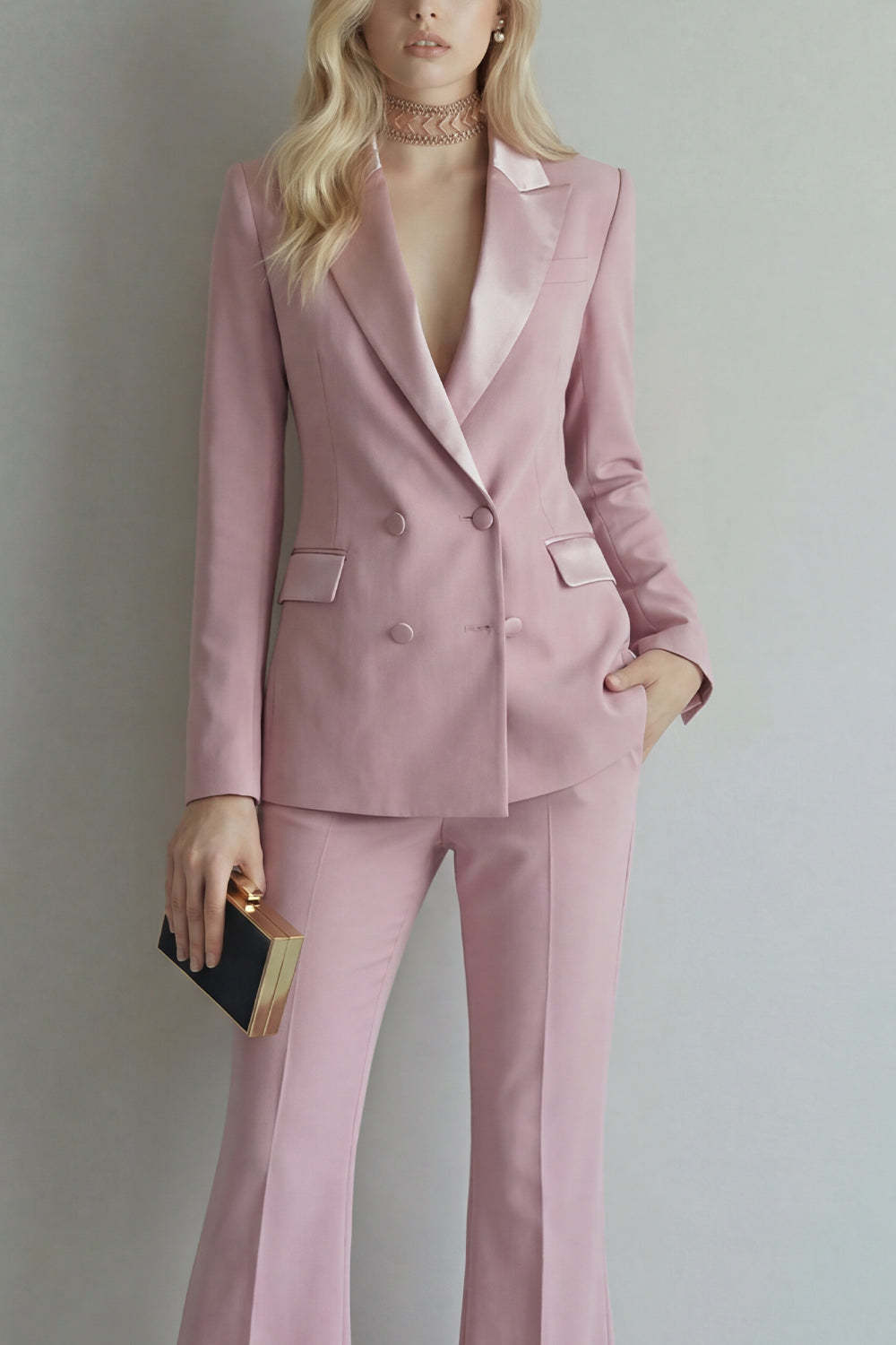 Blue Peak Lapel 2 Piece Double Breasted Business Suits