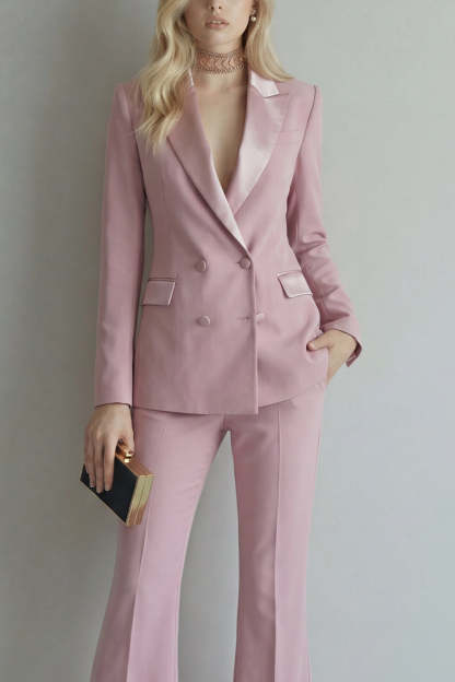 Blue Peak Lapel 2 Piece Double Breasted Business Suits