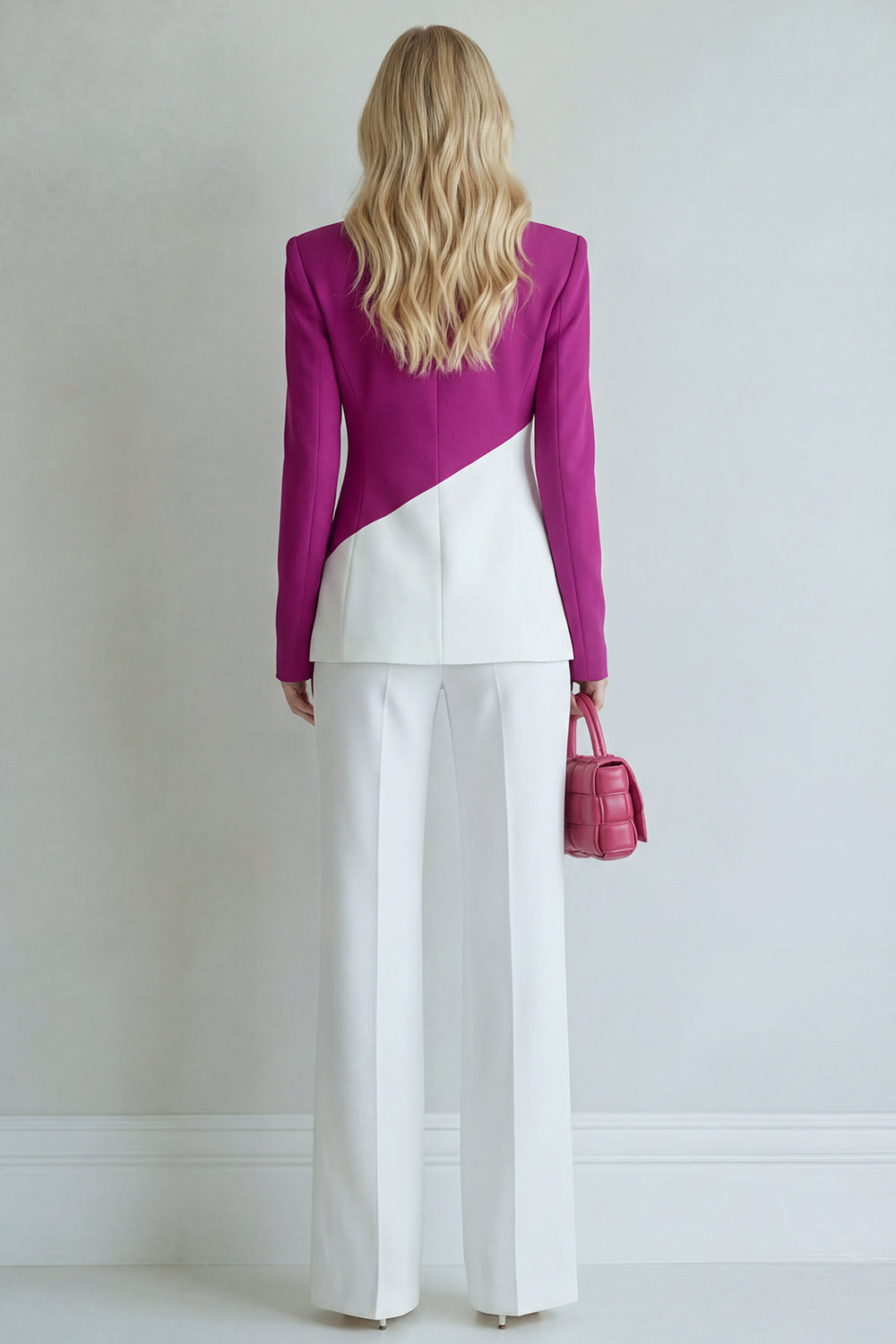 2 Piece Black Pink Single Breasted Peak Lapel Women Formal Suits