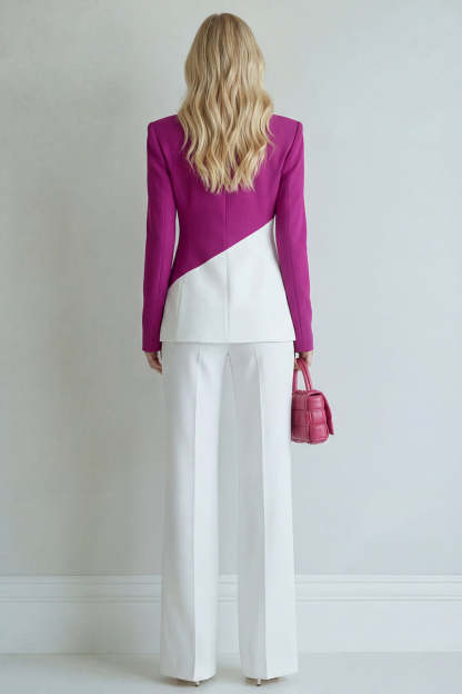 2 Piece Black Pink Single Breasted Peak Lapel Women Formal Suits