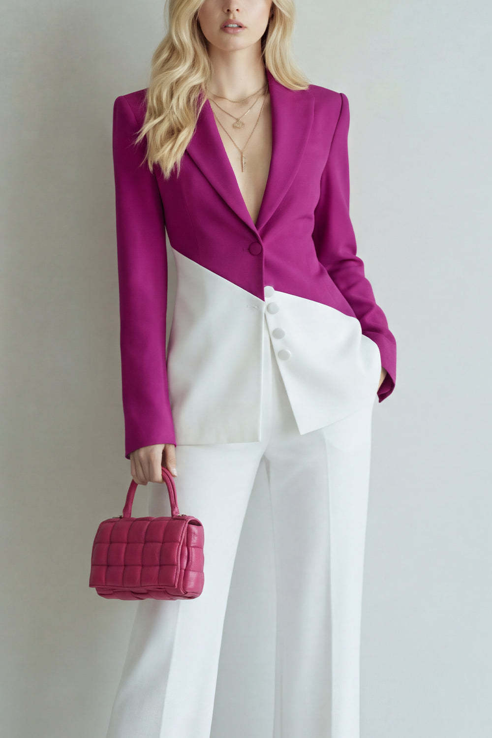 2 Piece Black Pink Single Breasted Peak Lapel Women Formal Suits