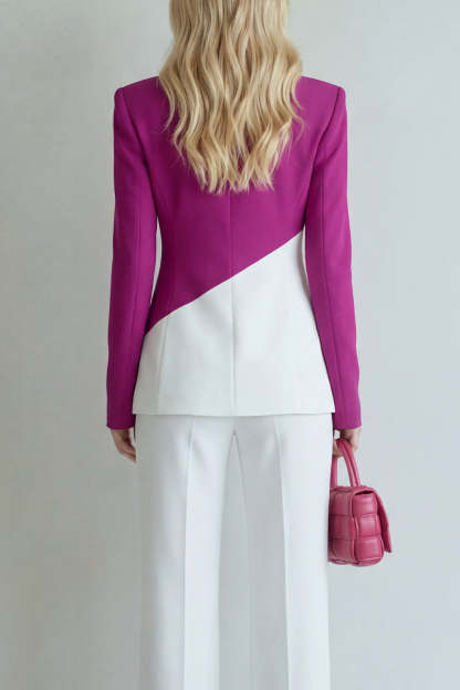 2 Piece Black Pink Single Breasted Peak Lapel Women Formal Suits