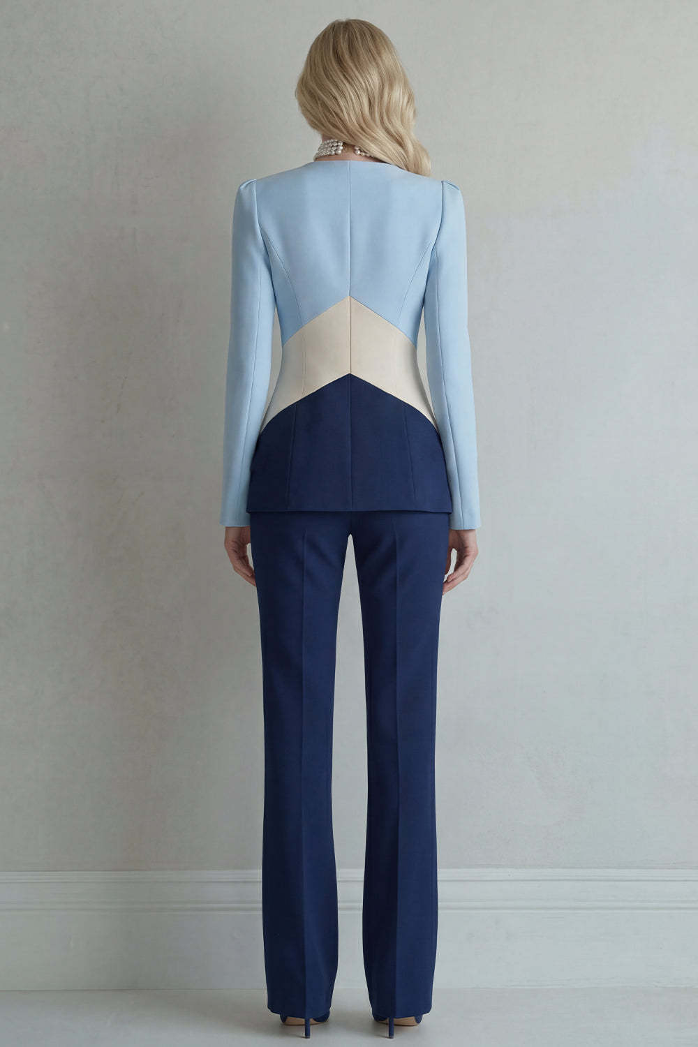 Peak Lapel Blue Navy 2 Piece Single Breasted Business Suits