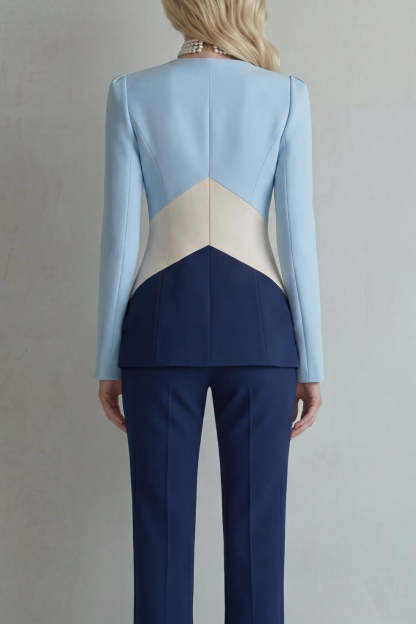 Peak Lapel Blue Navy 2 Piece Single Breasted Business Suits