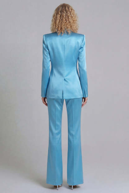 Peak Lapel Blue 2 Piece Single Breasted Business Suits