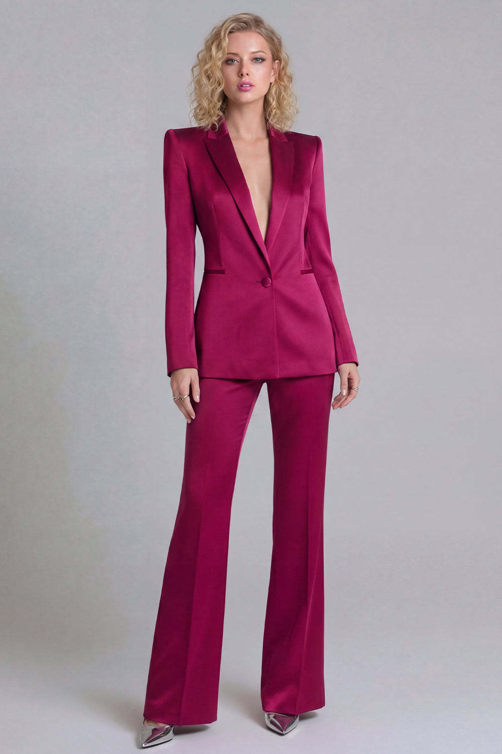 Peak Lapel Blue 2 Piece Single Breasted Business Suits