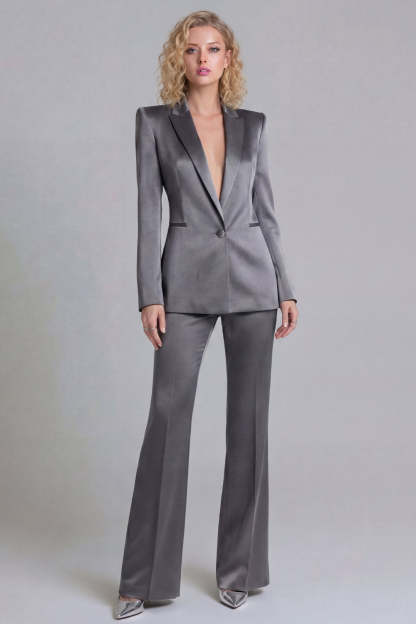 Peak Lapel Blue 2 Piece Single Breasted Business Suits