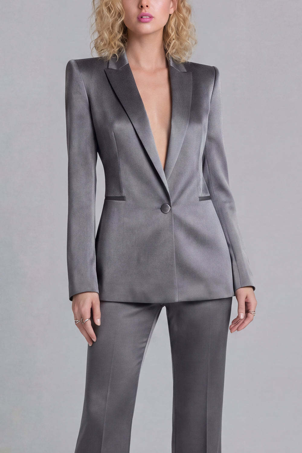 Peak Lapel Blue 2 Piece Single Breasted Business Suits