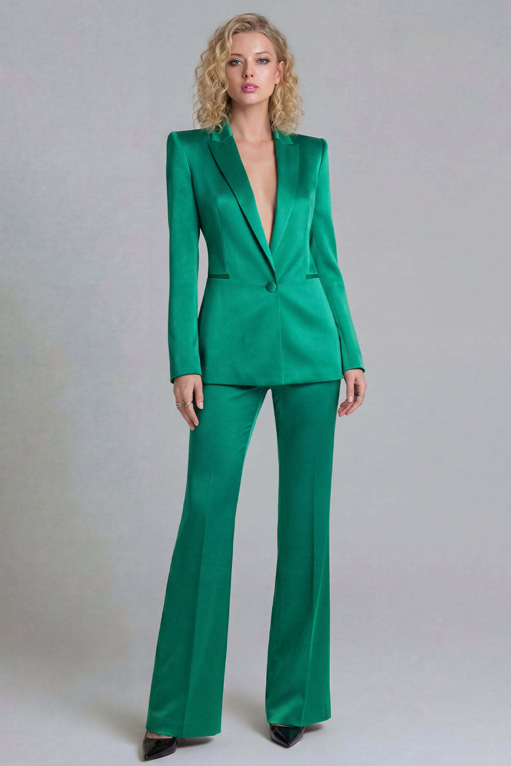 Peak Lapel Blue 2 Piece Single Breasted Business Suits