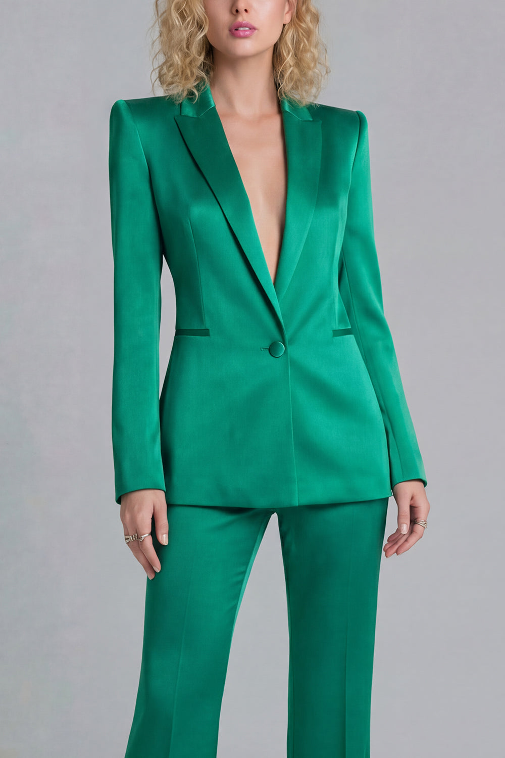 Peak Lapel Blue 2 Piece Single Breasted Business Suits