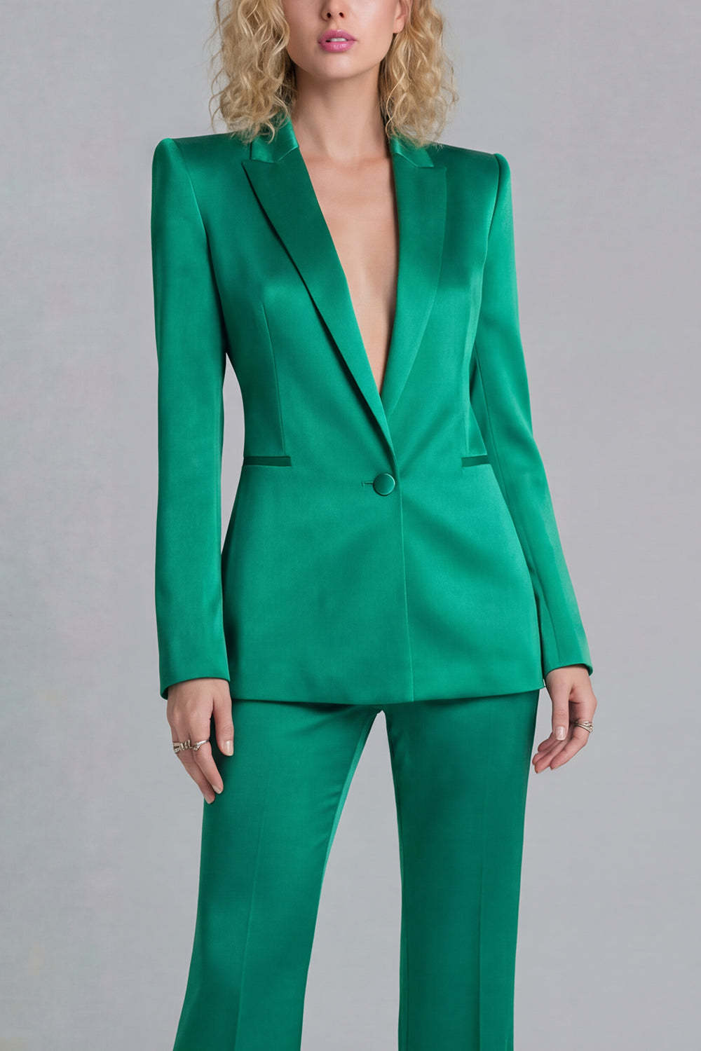 Peak Lapel Blue 2 Piece Single Breasted Business Suits