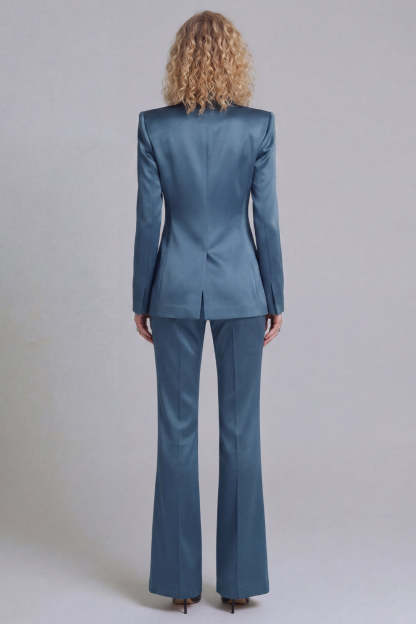 Peak Lapel Blue 2 Piece Single Breasted Business Suits