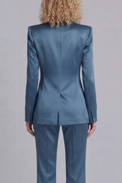 Peak Lapel Blue 2 Piece Single Breasted Business Suits