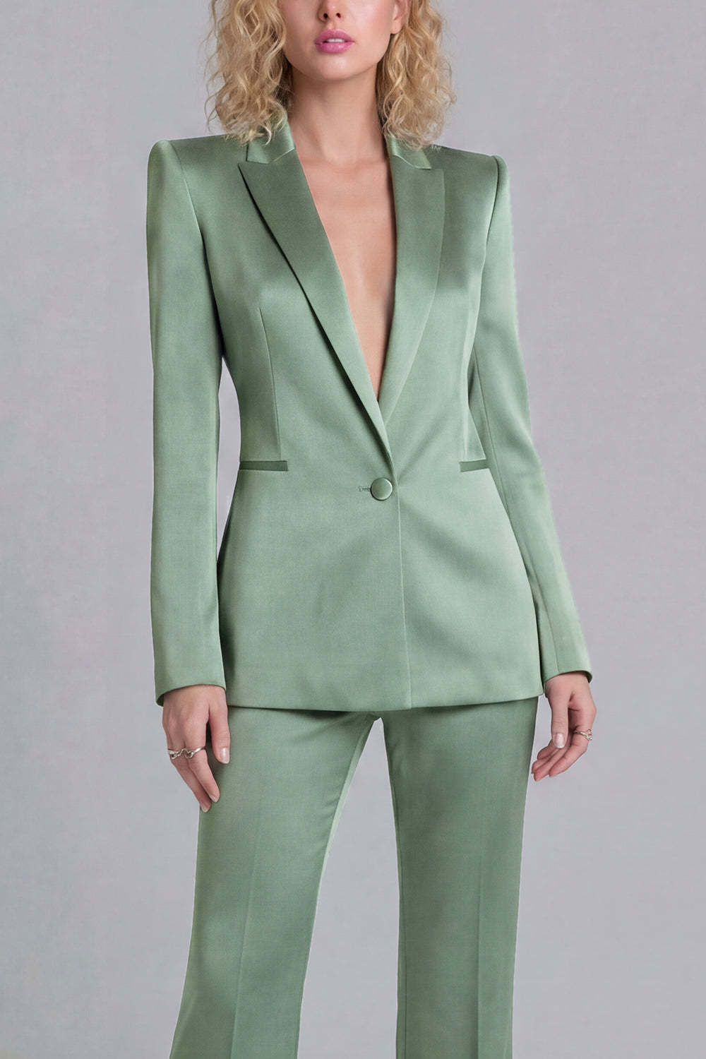 Peak Lapel Blue 2 Piece Single Breasted Business Suits