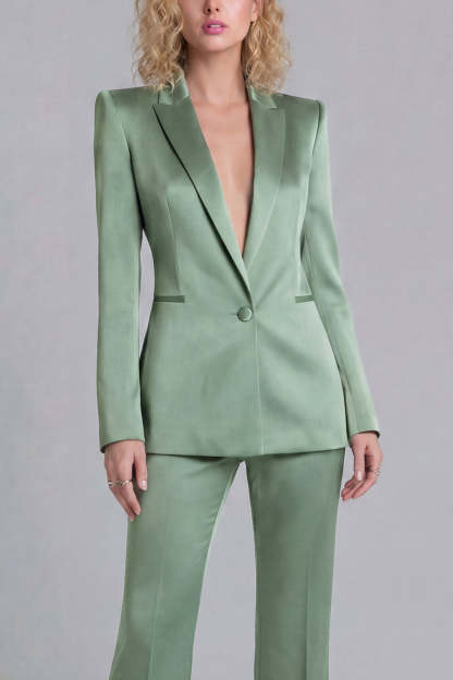 Peak Lapel Blue 2 Piece Single Breasted Business Suits