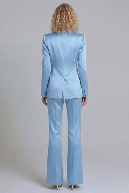 Peak Lapel Blue 2 Piece Single Breasted Business Suits