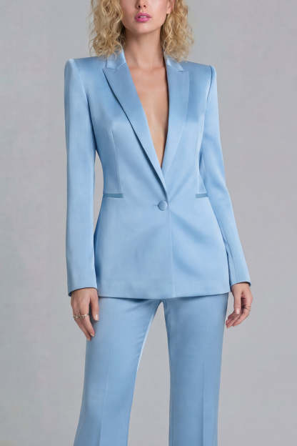 Peak Lapel Blue 2 Piece Single Breasted Business Suits