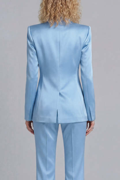 Peak Lapel Blue 2 Piece Single Breasted Business Suits