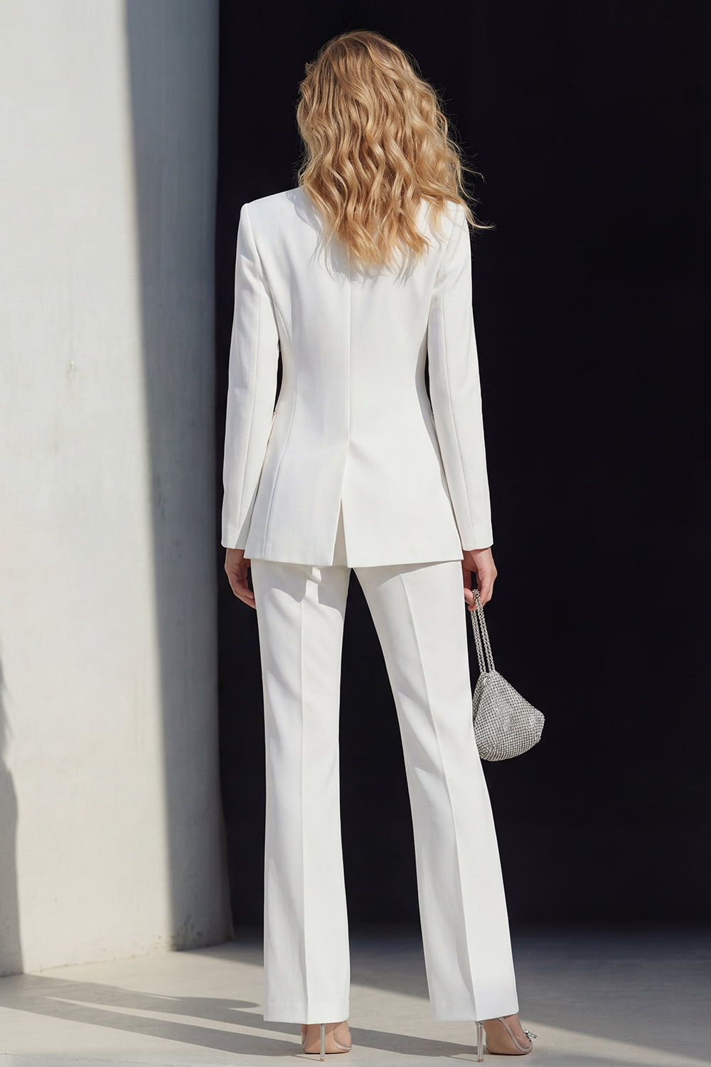 Peak Lapel 2 Piece White Single Breasted Business Suits