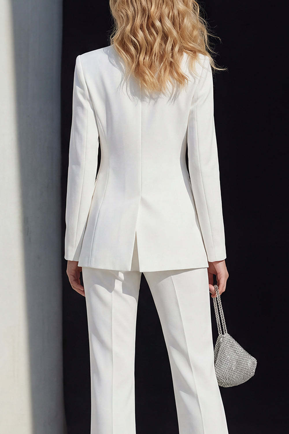 Peak Lapel 2 Piece White Single Breasted Business Suits