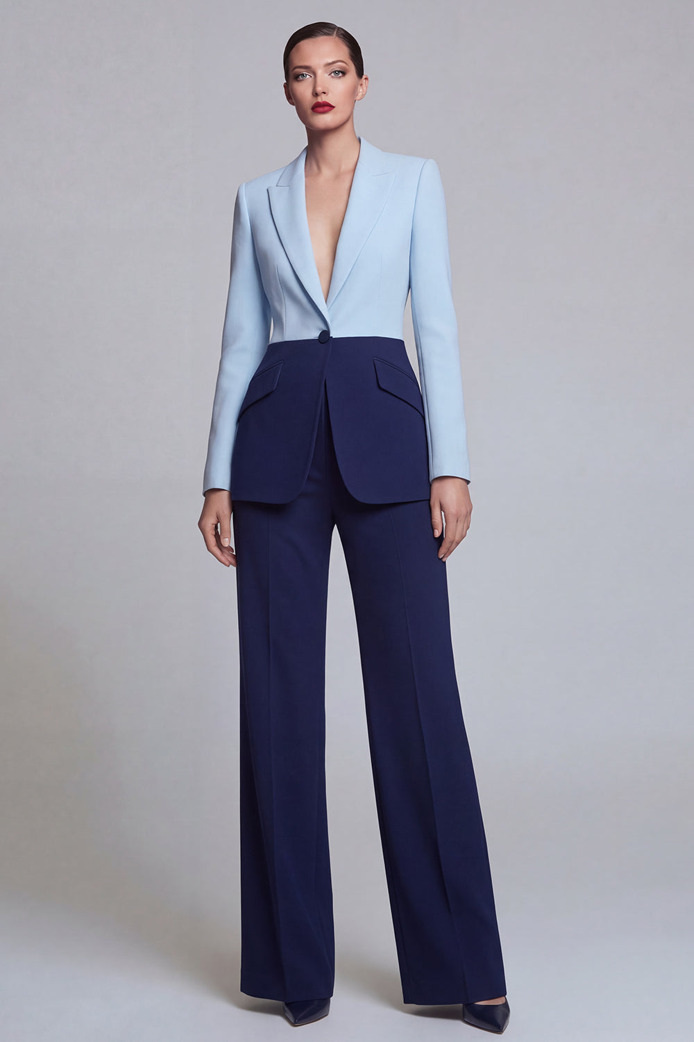 Leely Women Black Pink 2 Piece Peak Lapel Women Formal Suits Single Breasted Long Sleeves Work Pantsuits